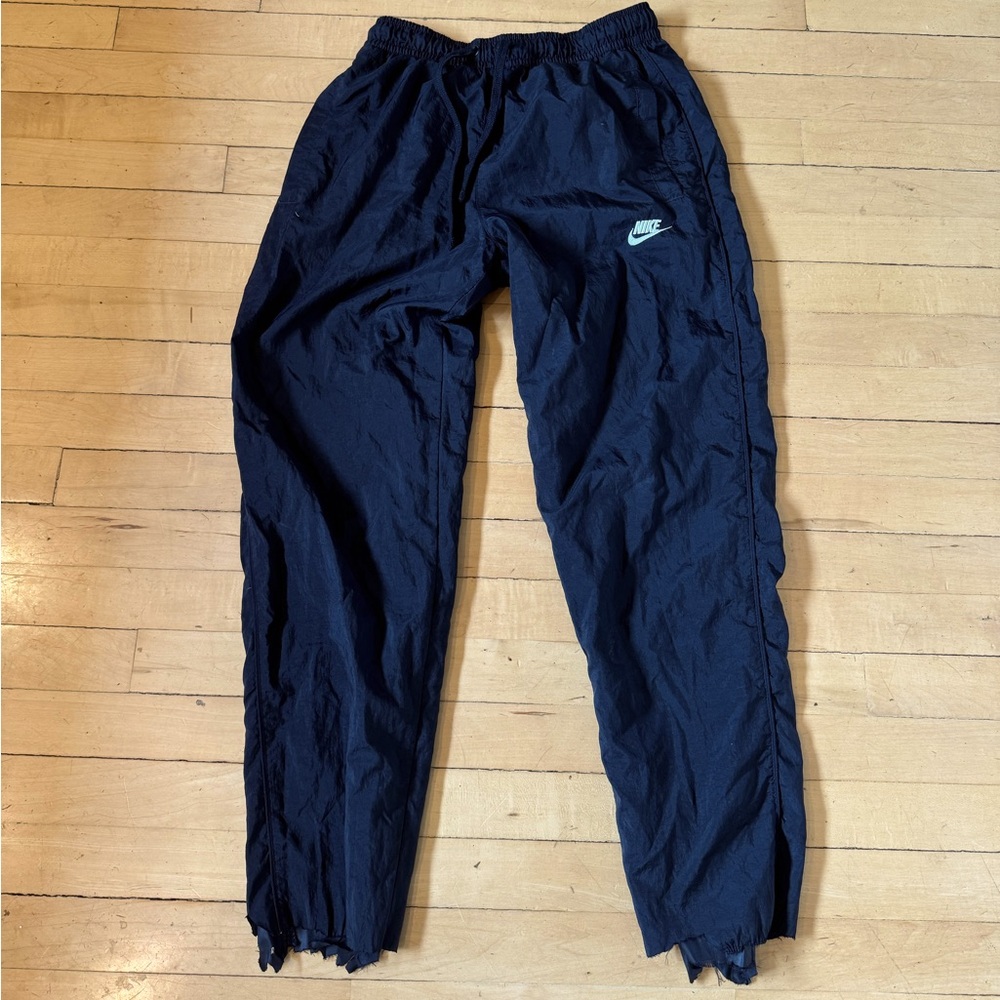 cropped nike track pants with comfy warm liners in pants.